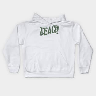 teach peace lettering - sage green Kids Hoodie